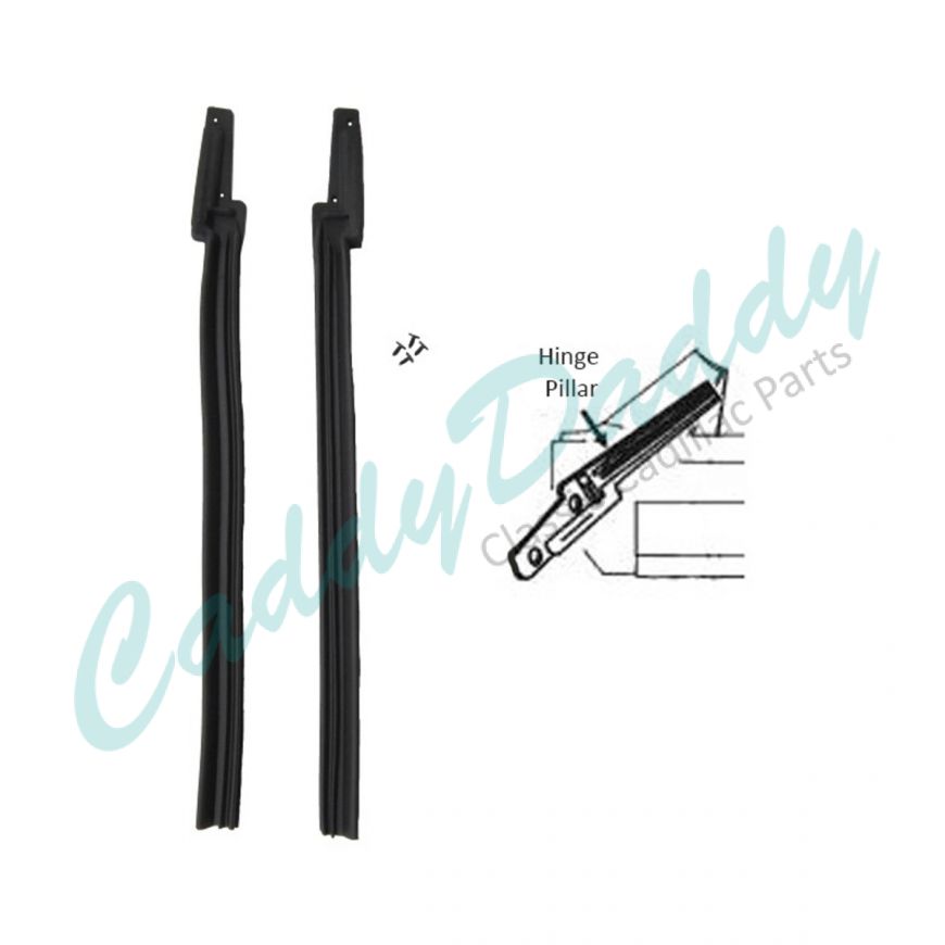 1963 1964 Cadillac Convertible Hinge Pillar Post Rubber Weatherstrips 1 Pair REPRODUCTION Free Shipping In The USA