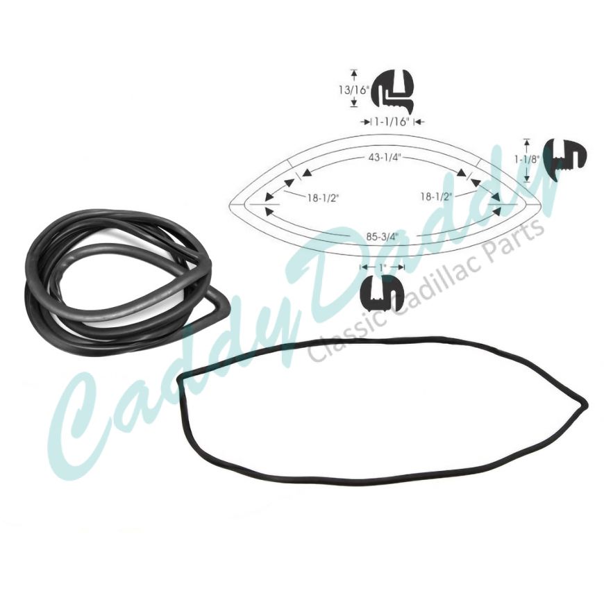 1957 1958 Cadillac Convertible Windshield Rubber Weatherstrip REPRODUCTION Free Shipping In The USA