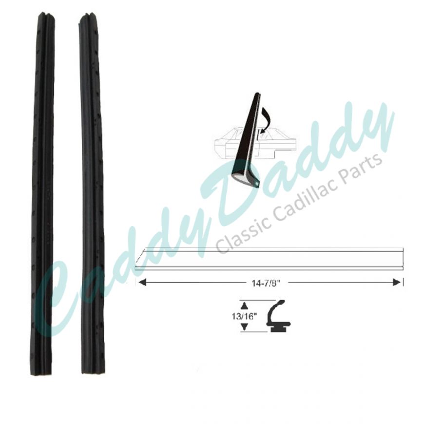 1963 1964 Cadillac 2-Door Hardtop Coupe (See Details) Side Window Vertical Leading Edge Rubber Weatherstrips 1 Pair REPRODUCTION Free Shipping In The USA