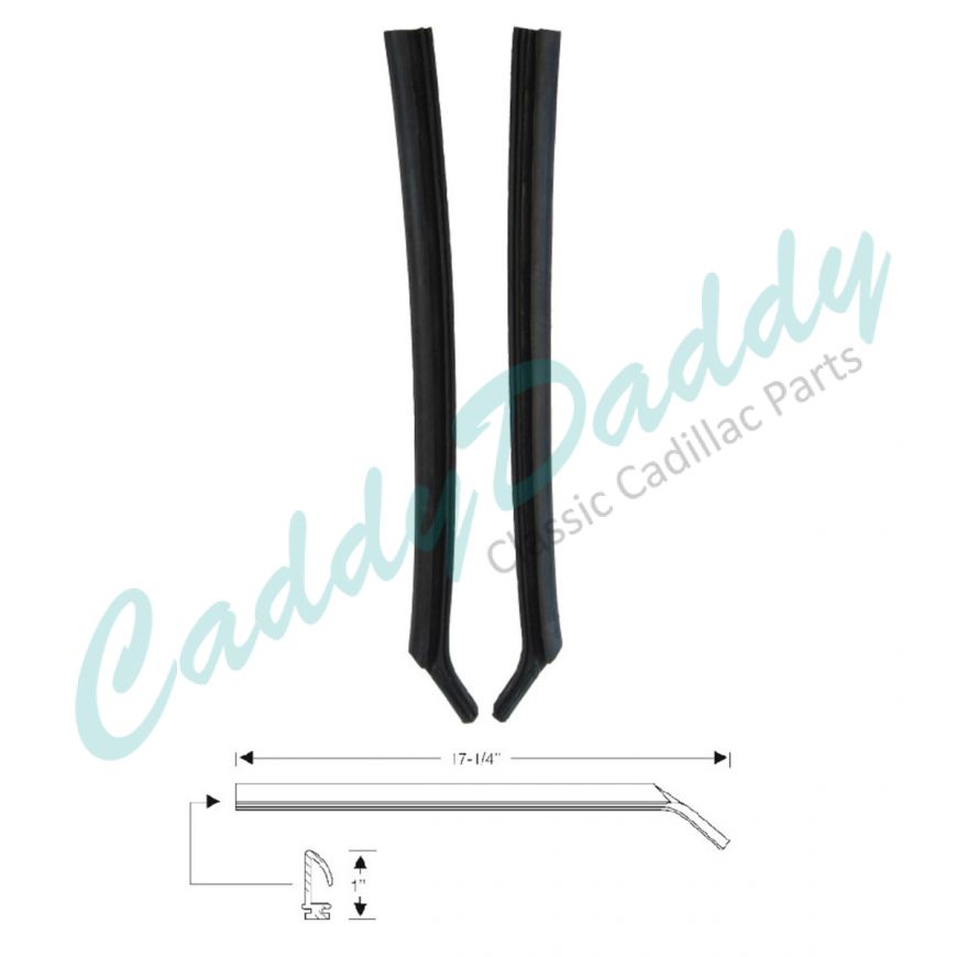 1965 1966 Cadillac 2-Door Rear Quarter Window Leading Edge Weatherstrips 1 Pair REPRODUCTION Free Shipping In The USA