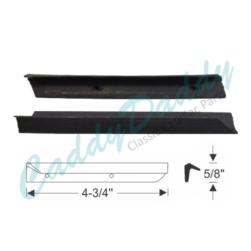 1956 Cadillac Sedan DeVille Roof Rail Extension Rubber Weatherstrips 1 Pair REPRODUCTION Free Shipping In The USA