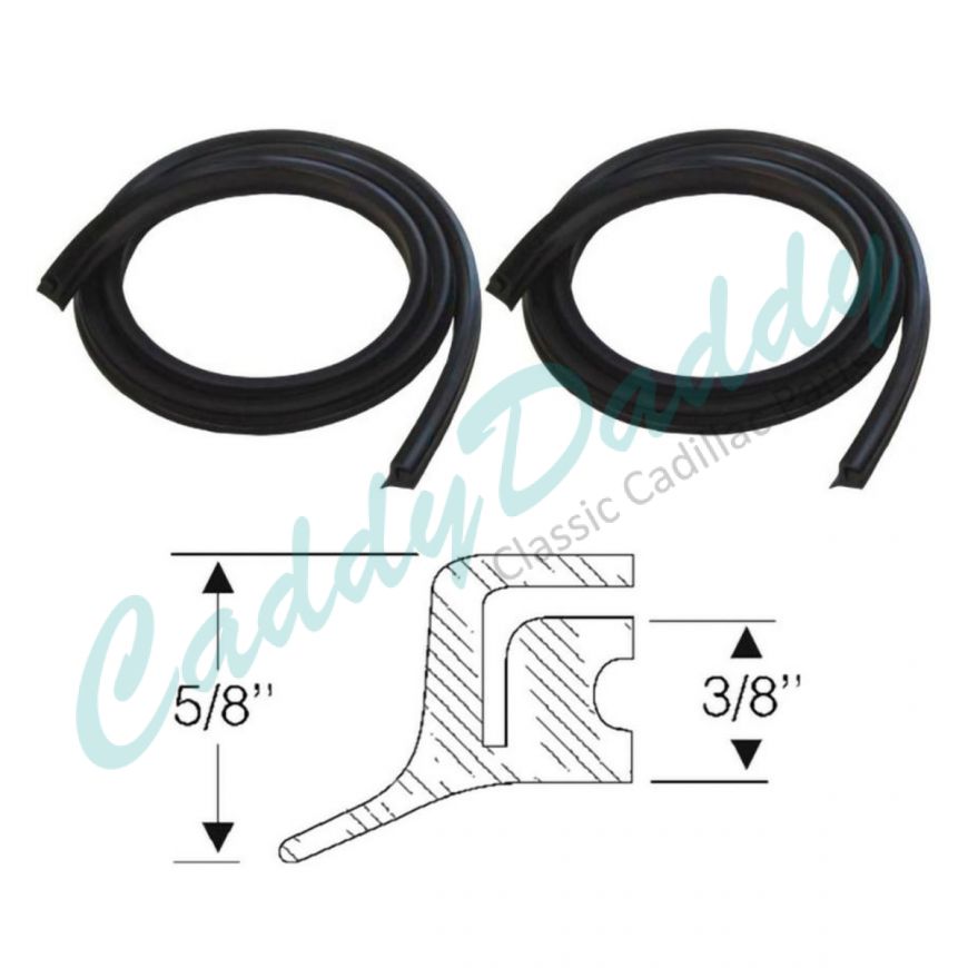 1950 1951 1952 1953 Cadillac (See Details) Fender Skirt Edge Seal Rubber Weatherstrips 1 Pair REPRODUCTION Free Shipping In The USA