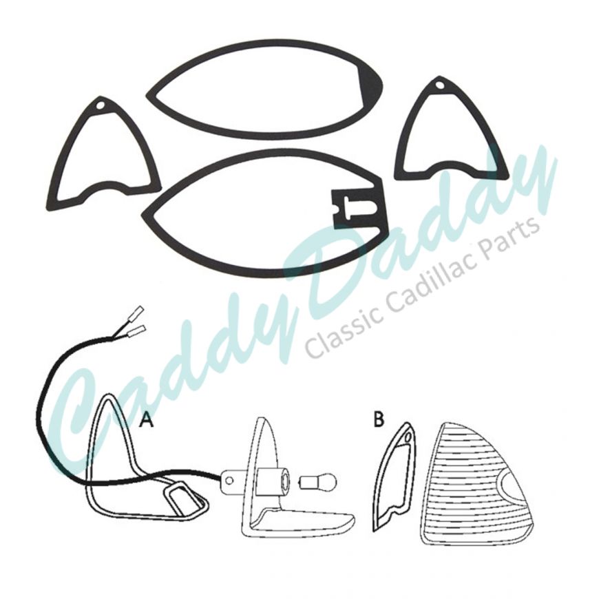 1948 1949 1950 Cadillac (See Details) Tail Light Lens Gasket Set (4 Pieces) REPRODUCTION Free Shipping In The USA