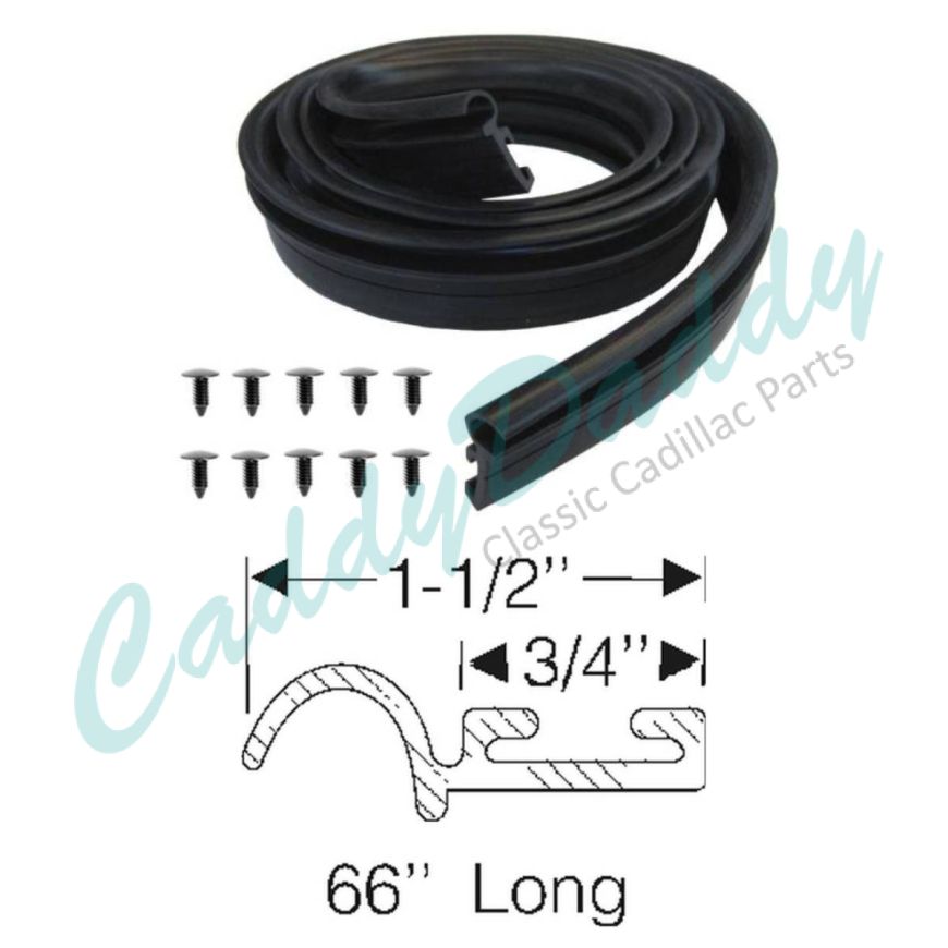 1954 1955 1956 Cadillac Hood To Cowl Rubber Weatherstrip REPRODUCTION Free Shipping In The USA
