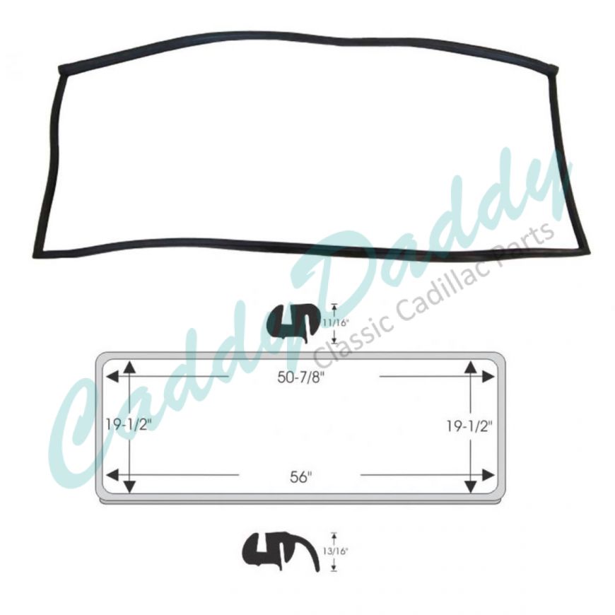 1963 1964 Cadillac Series 62 and Deville 4-Door 6-Window Sedan Rear Window Rubber Weatherstrip REPRODUCTION Free Shipping In The USA