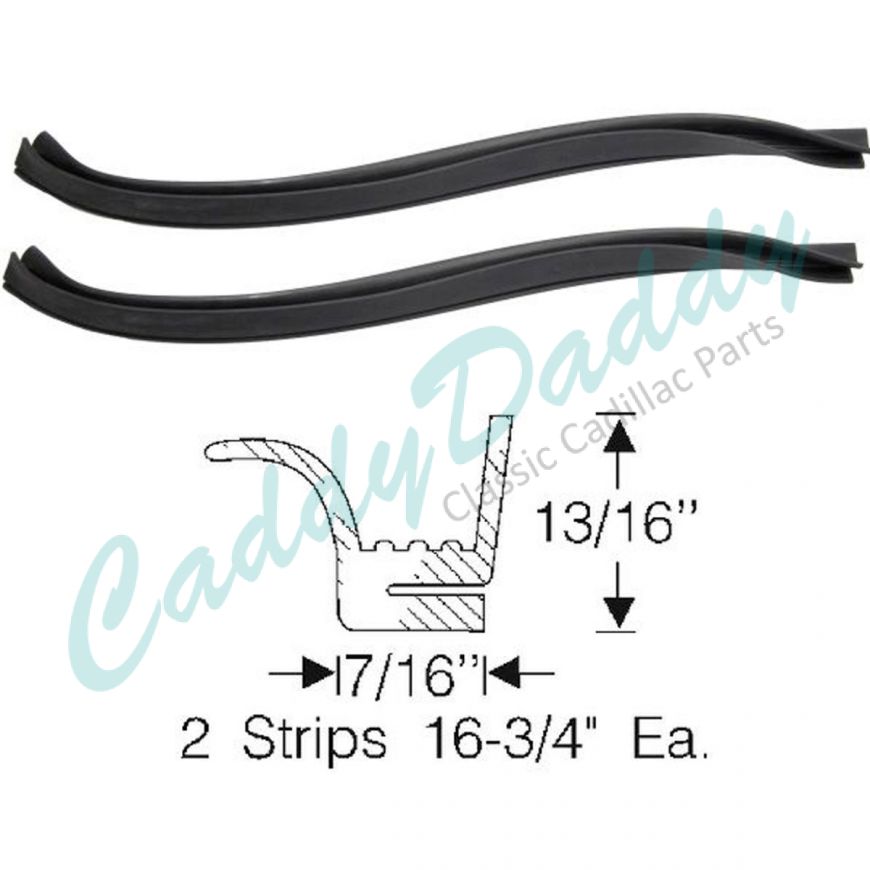 1957 Cadillac (See Details) Hood To Fender Rubber Weatherstrips 1 Pair REPRODUCTION Free Shipping In The USA
