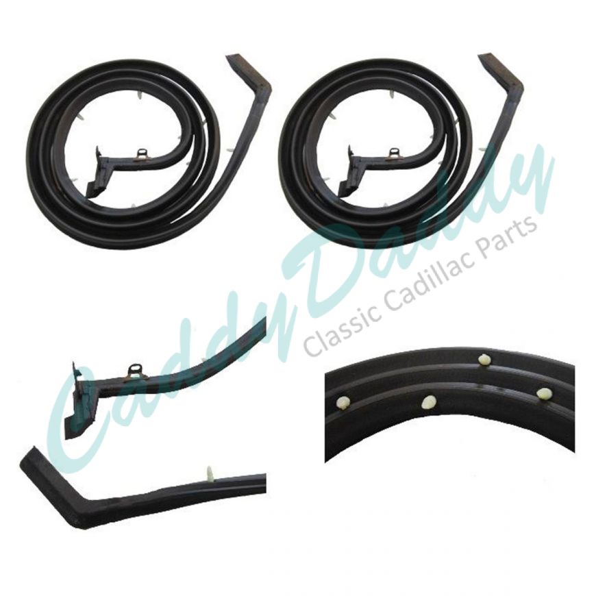 1957 Cadillac 4-Door Sedan (See Details) Rear Door Rubber Weatherstrips 1 Pair REPRODUCTION Free Shipping In The USA