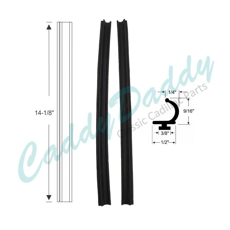 1956 Cadillac Sedan Deville Side Window Leading Edge Rubber Weatherstrips 1 Pair REPRODUCTION Free Shipping In The USA
