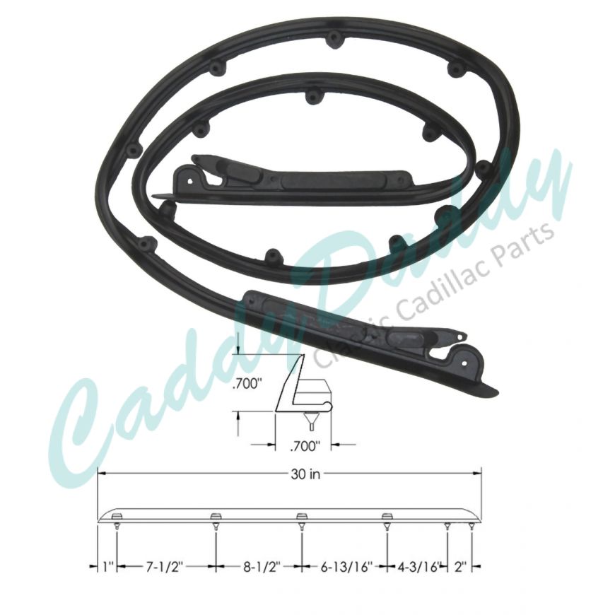 1941 Cadillac Series 60 Special Hood To Cowl Rubber Weatherstrip REPRODUCTION Free Shipping In The USA