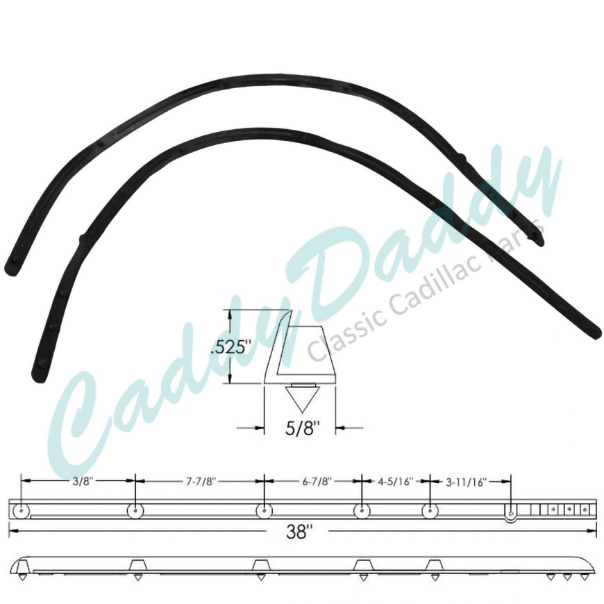 1941 Cadillac (See Details) Hood To Cowl Rubber Weatherstrips 1 Pair REPRODUCTION Free Shipping In The USA