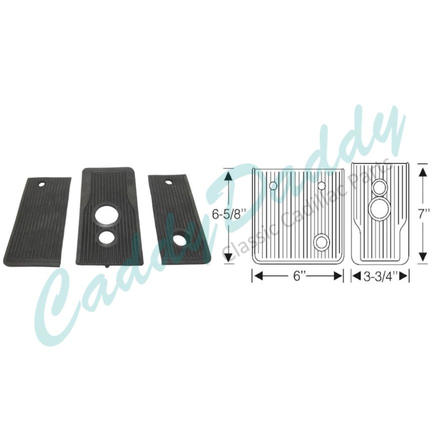 1941 Cadillac Automatic Transmission Black Rubber Floor Plate Kit (3 Pieces) REPRODUCTION Free Shipping In The USA