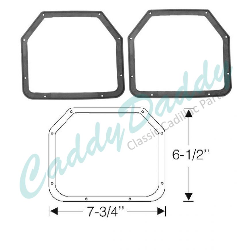 1948 1949 Cadillac (EXCEPT Series 75 Limousine and Commercial Chassis) Fog Light to Body Rubber Gaskets WITHOUT Notches 1 Pair REPRODUCTION Free Shipping In The USA