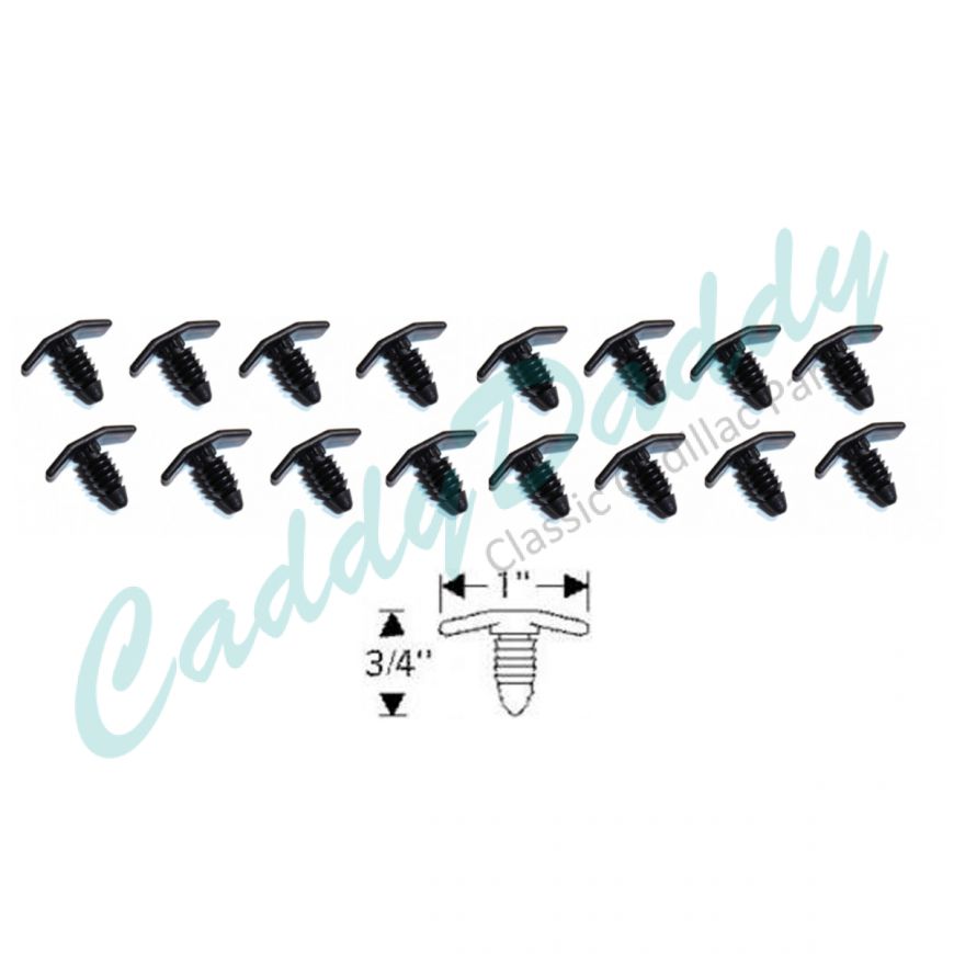 1971 1972 1973 1974 1975 1976 1977 1978 Cadillac Hood To Cowl Weatherstrip Clips Set (16 Pieces) REPRODUCTION
