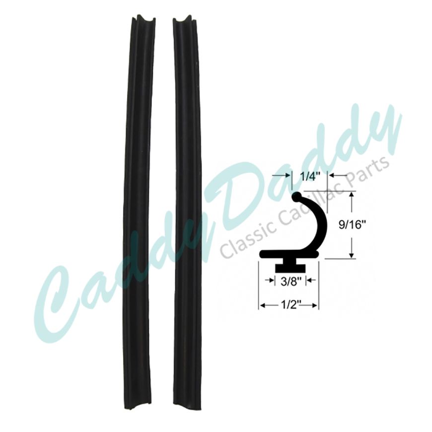 1959 1960 Cadillac 4-Door 4-Window Side Window Leading Edge Weatherstrips 1 Pair REPRODUCTION Free Shipping In The USA