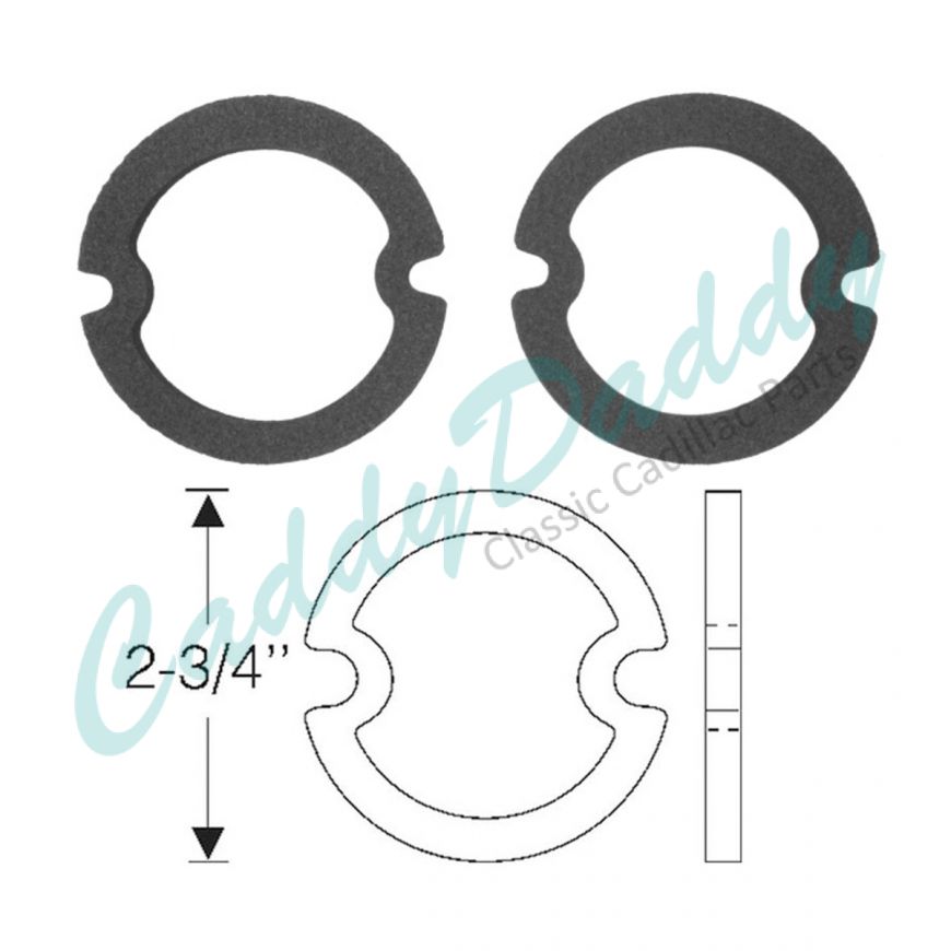 1950 Cadillac (EXCEPT Commercial Chassis) Back Up Light Lens Rubber Gaskets 1 Pair REPRODUCTION