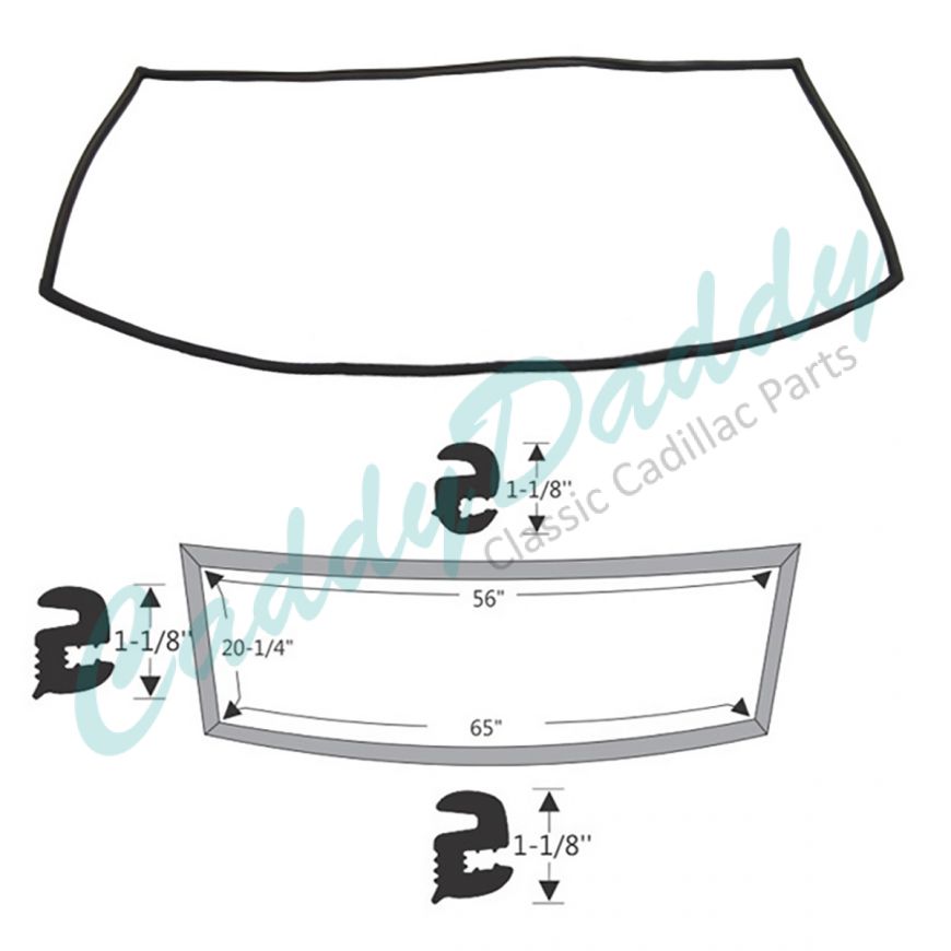 1963 1964 Cadillac 4-Door 6-Window Sedan Windshield Rubber Weatherstrip REPRODUCTION Free Shipping In The USA