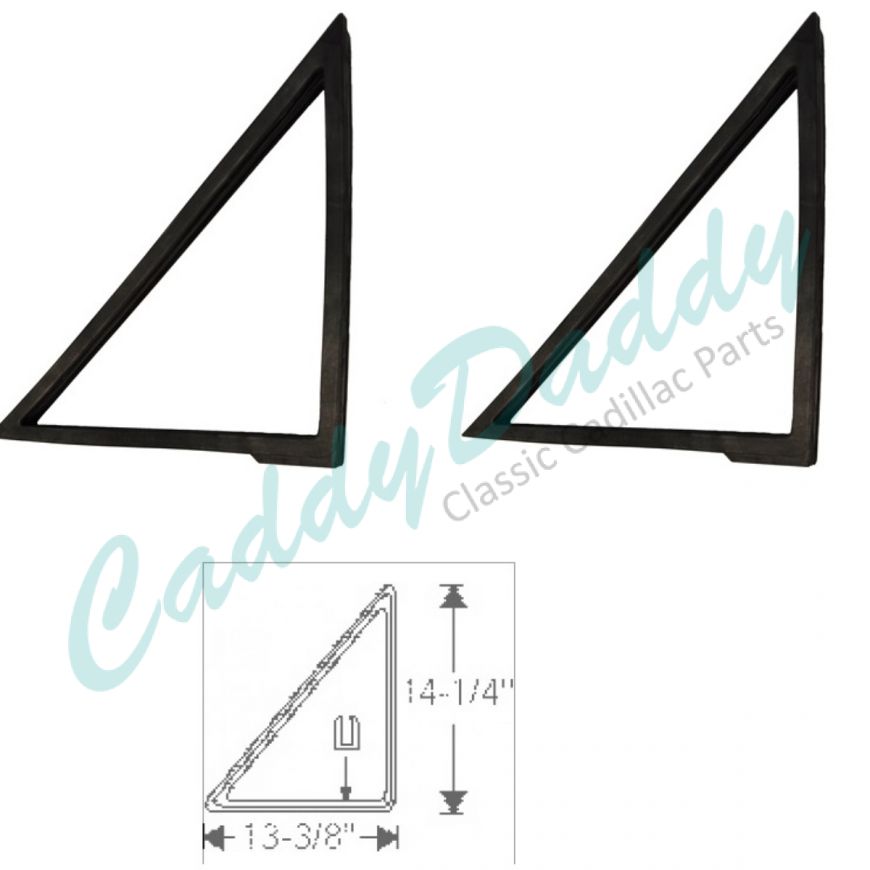 1961 1962 1963 1964 Cadillac 4-Door 6-Window Sedan (See Details) Rear Quarter Window Vent Rubber Weatherstrips 1 Pair REPRODUCTION Free Shipping In The USA