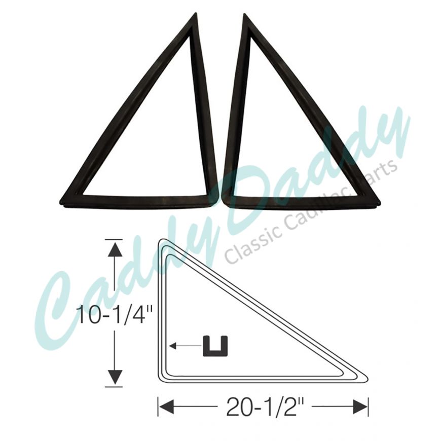 1959 1960 Cadillac 4-Door 6-Window Sedan (See Details) Rear Quarter Window Vent Rubber Weatherstrips 1 Pair REPRODUCTION Free Shipping In The USA