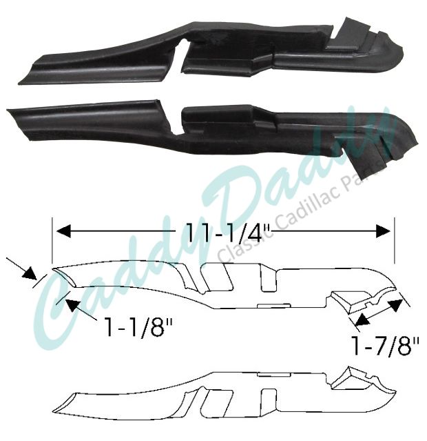 1963 1964 Cadillac 2-Door Deville Hardtop Hood To Cowl Side Rubber Weatherstrips 1 Pair REPRODUCTION  Free Shipping In The USA