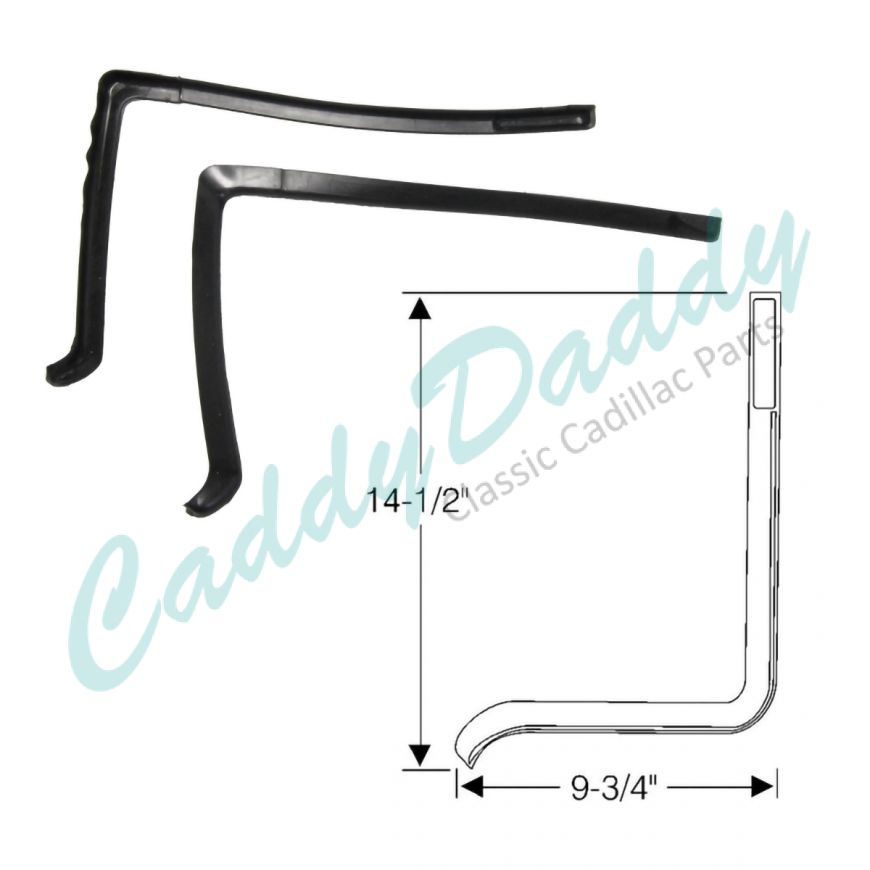 1953 Cadillac Eldorado Convertible Front Door Upper Weatherstrips 1 Pair REPRODUCTION Free Shipping In The USA