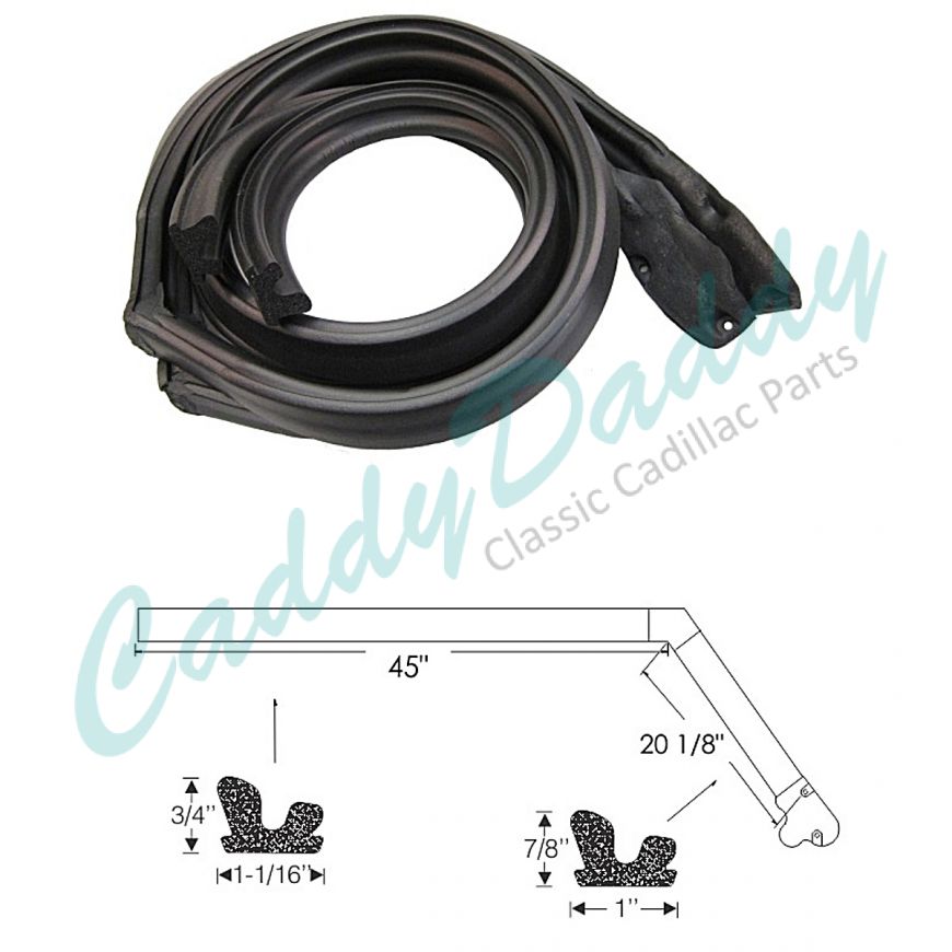 1969 Cadillac Calais and Deville 2-Door Hardtop Coupe Roof Rail Rubber Weatherstrips 1 Pair REPRODUCTION Free Shipping In The USA