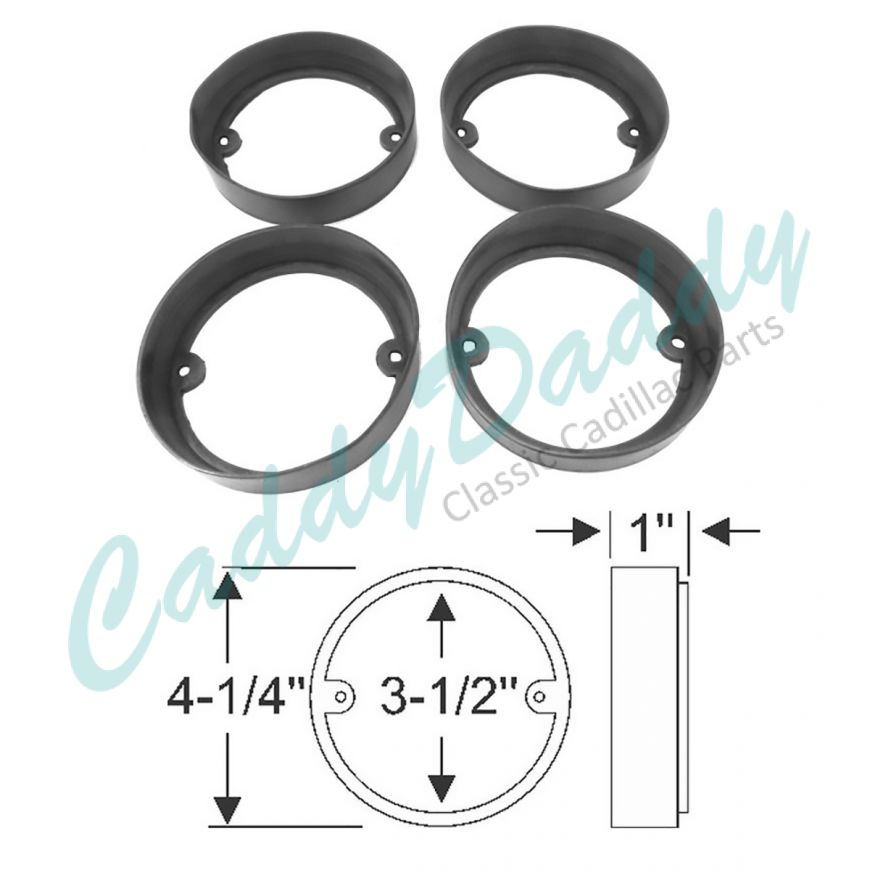 1957 Cadillac Front Fog Light And Turn Signal Lens Gasket Set (4 Pieces) REPRODUCTION Free Shipping In The USA