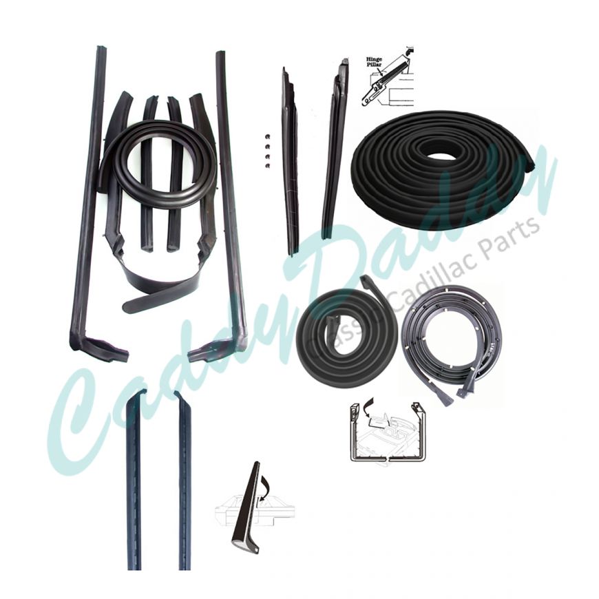 1970 Cadillac Deville Convertible Basic Rubber Weatherstrip Kit (13 Pieces) REPRODUCTION Free Shipping In The USA 