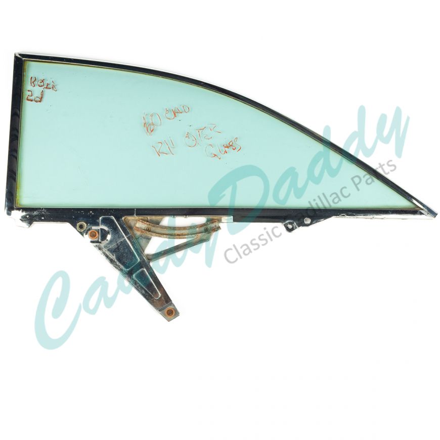 1959 1960 Cadillac 2-Door Hardtop Coupe Right Passenger Side Rear 1/4 Window Frame with Glass USED Free Shipping In The USA