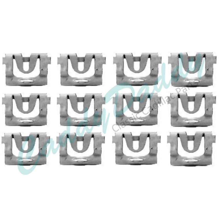 1973 1974 1975 1976 1977 1978 1979 1980 1981 1982 1983 1984 1985 1986 Cadillac Windshield Reveal Molding Upper And Sides Clip Set (12 Pieces) REPRODUCTION