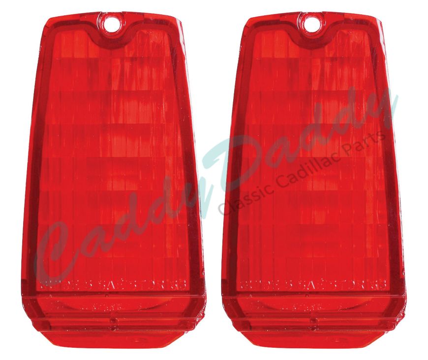 1963 Cadillac Tail Light Upper Bumper Red Lamp Lens 1 Pair REPRODUCTION Free Shipping In The USA