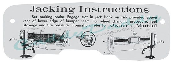 1965 Cadillac Jacking Instructions Decal REPRODUCTION