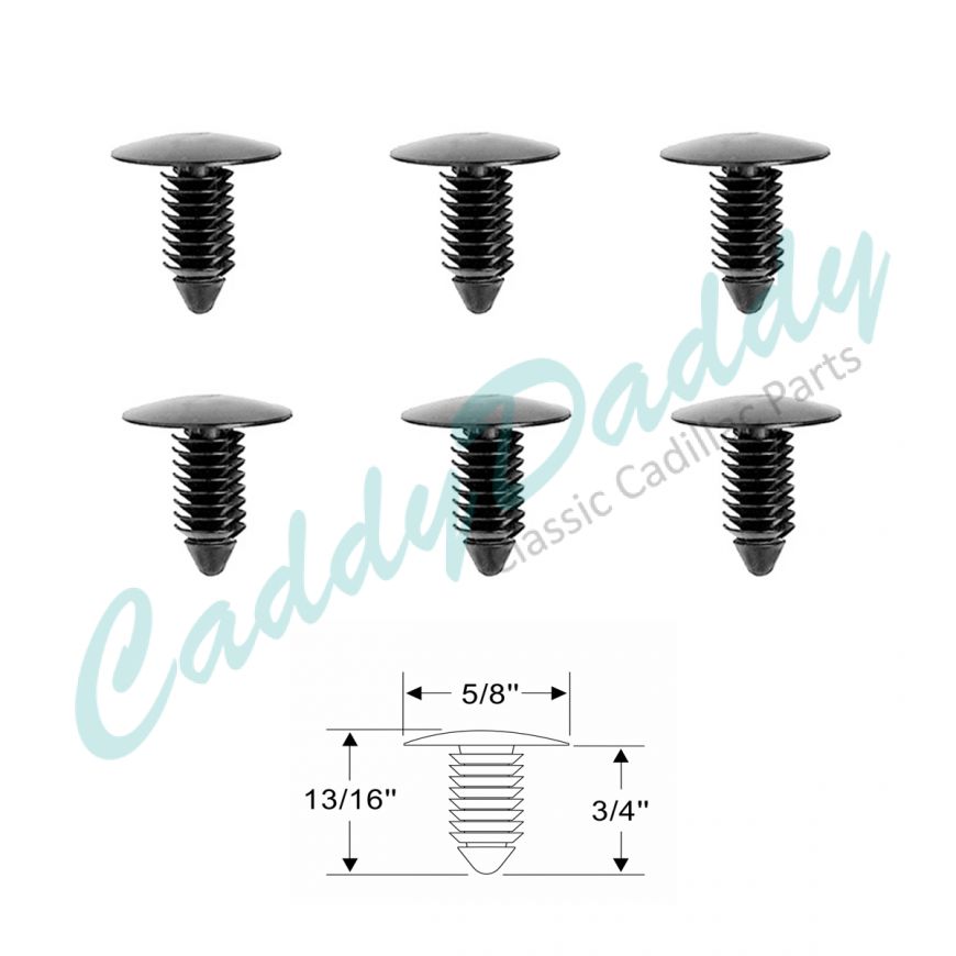 1950 1951 1952 1953 1954 1955 1956 1957 1958 1959 1960 Cadillac Hood To Cowl Fastener Weatherstrip Set (6 Pieces) REPRODUCTION Free Shipping In The USA