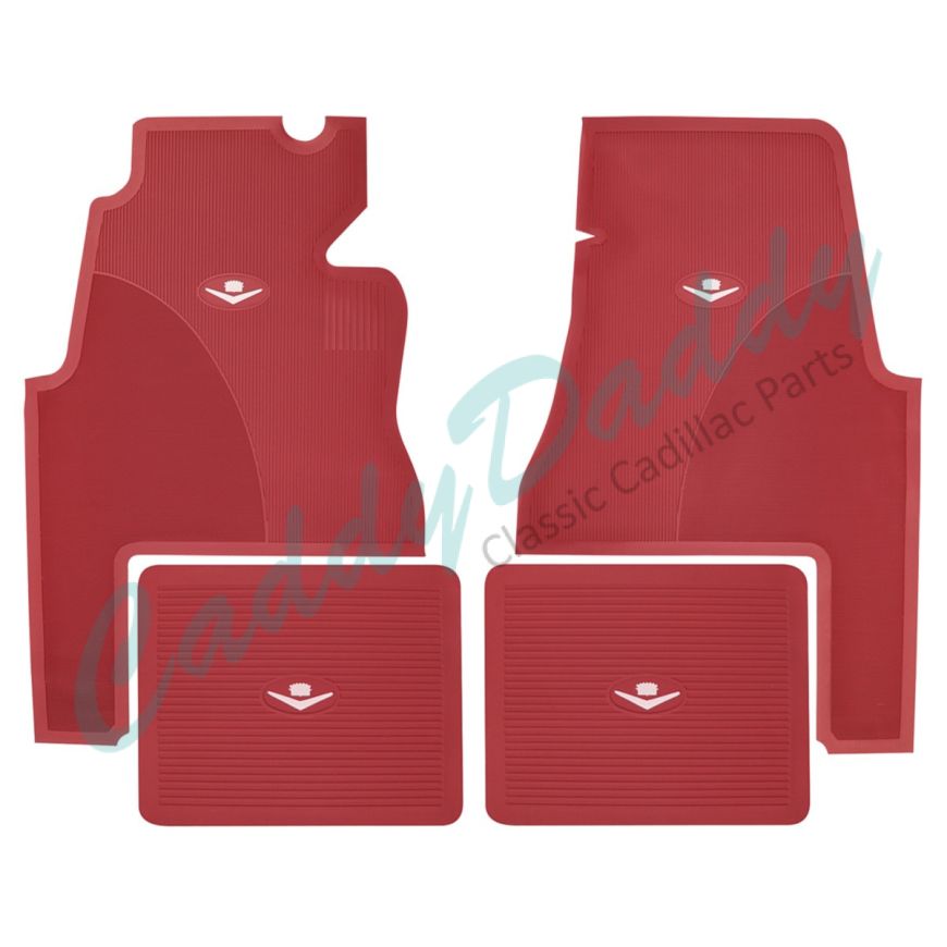 1959 1960 Cadillac 2-Door Red Rubber Floor Mats (4 Pieces) [Ready To Ship] REPRODUCTION Free Shipping In The USA