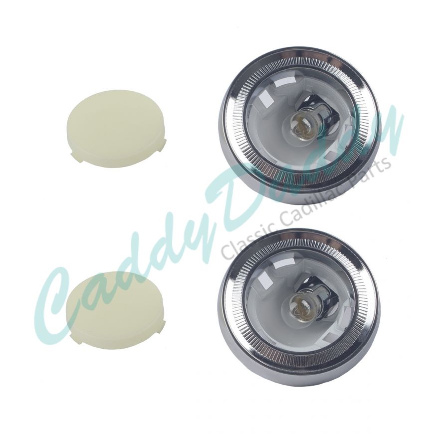 1959 1960 Cadillac (See Details) Interior Round Door Courtesy Light Lens and Housing Assembly 1 Pair REPRODUCTION Free Shipping In The USA