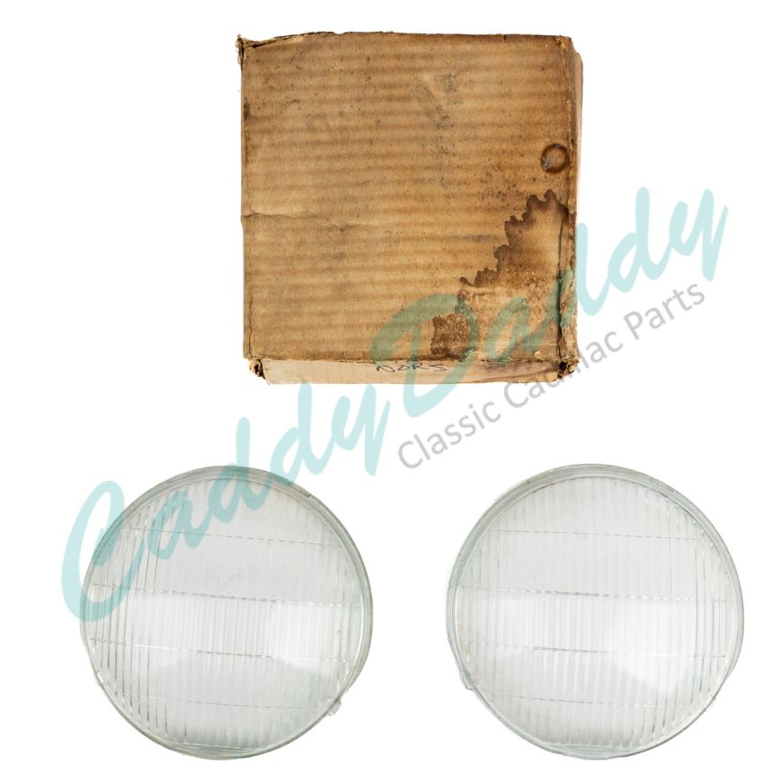 1938 1939 Cadillac (See Details) Glass Headlight Lens 1 Pair NORS Free Shipping In The USA