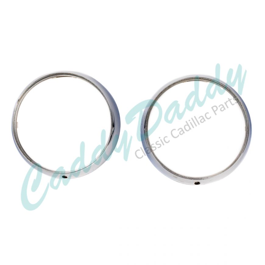 1962 Cadillac Headlight Outer Trim Chrome Bezel 1 Pair USED Free Shipping In The USA