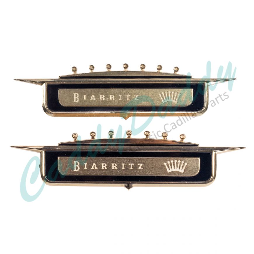 1958 Cadillac Biarritz Quarter Tail Fin Crest Emblem 1 Pair REPRODUCTION Free Shipping In The USA
