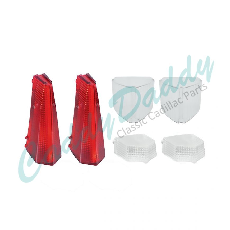 1969 Cadillac (EXCEPT Eldorado) Turn Signal, Tail Light And Back Up Lens Set (6 Pieces) REPRODUCTION Free Shipping In The USA