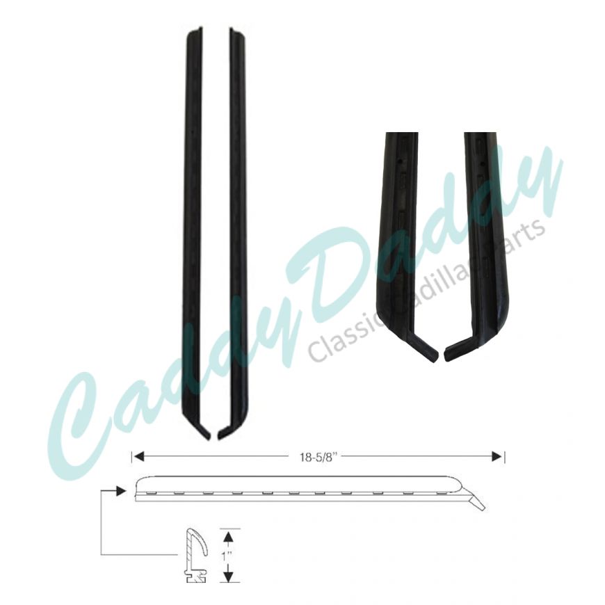 1971 1972 1973 Cadillac Calais and Deville 2-Door Hardtop Side Window Leading Edge Weatherstrips 1 Pair REPRODUCTION Free Shipping In The USA