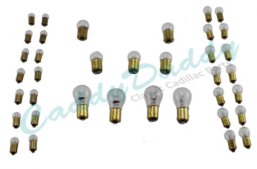 1947 1948 1949 1950 1951 1952 Cadillac Light Bulb Replacement Kit 24 Pieces 12 Volts (With out Fog Bulbs) REPRODUCTION Free Shipping In The USA