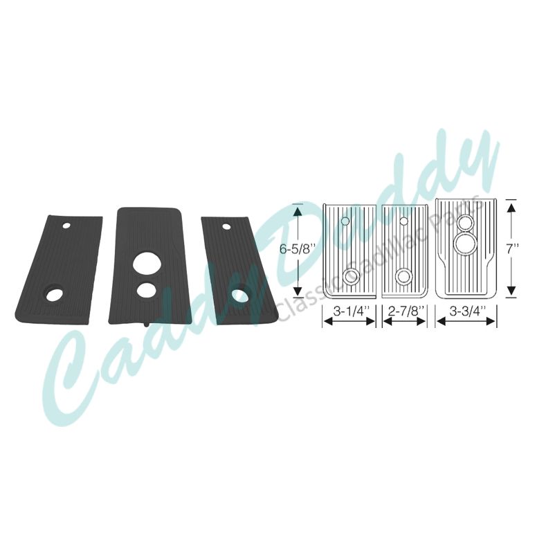 1941 Cadillac Manual Black Rubber Floorplate Kit (3 Pieces) REPRODUCTION Free Shipping In The USA 