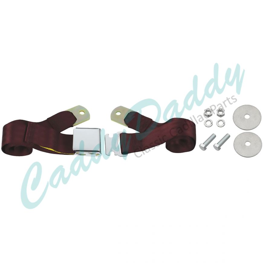 Cadillac Seat Belt Lap Style Maroon REPRODUCTION Free Shipping In The USA