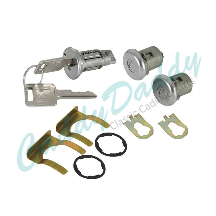 1966 1967 Cadillac 4-Door Models Ignition and Door Lock Set WITH Two Square Head Keys [Late Style] (11 Pieces) REPRODUCTION Free Shipping In The USA