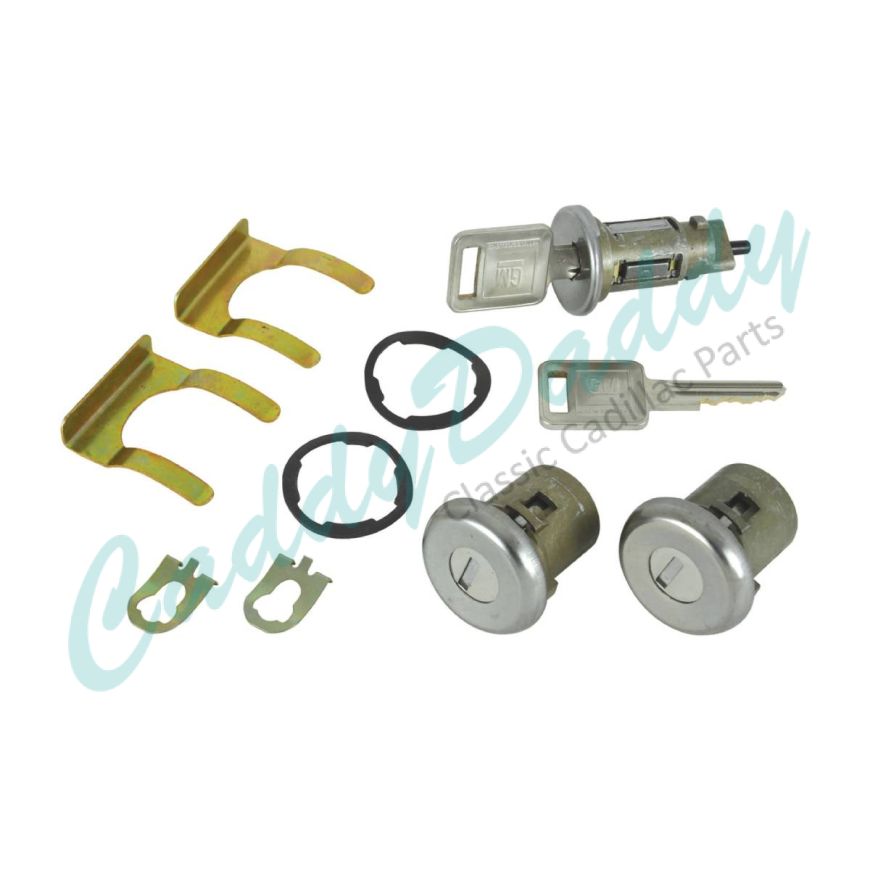 1968 Cadillac 4-Door Models Ignition and Door Lock Set WITH Two Square Head Keys [Late Style] (11 Pieces) REPRODUCTION Free Shipping In The USA