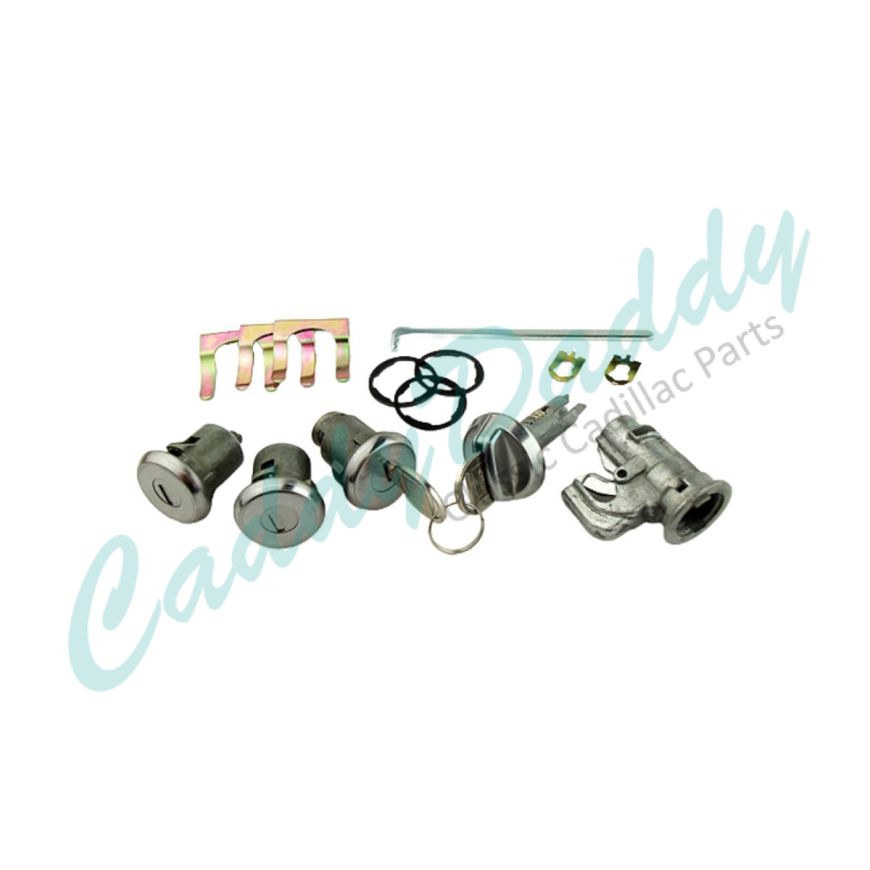 1971 1972 1973 1974 1975 1976 1977 1978 1979 1980 1981 Cadillac Glove Box, Door, and Trunk Lock Set WITH Two Round Head Keys [Late Style] REPRODUCTION Free Shipping In The USA