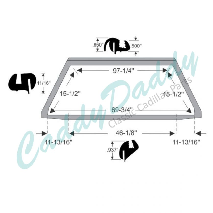 1961 Cadillac Series 62 And Deville 4-Door 4-Window Hardtop Rear Window Rubber Weatherstrip REPRODUCTION Free Shipping In The USA