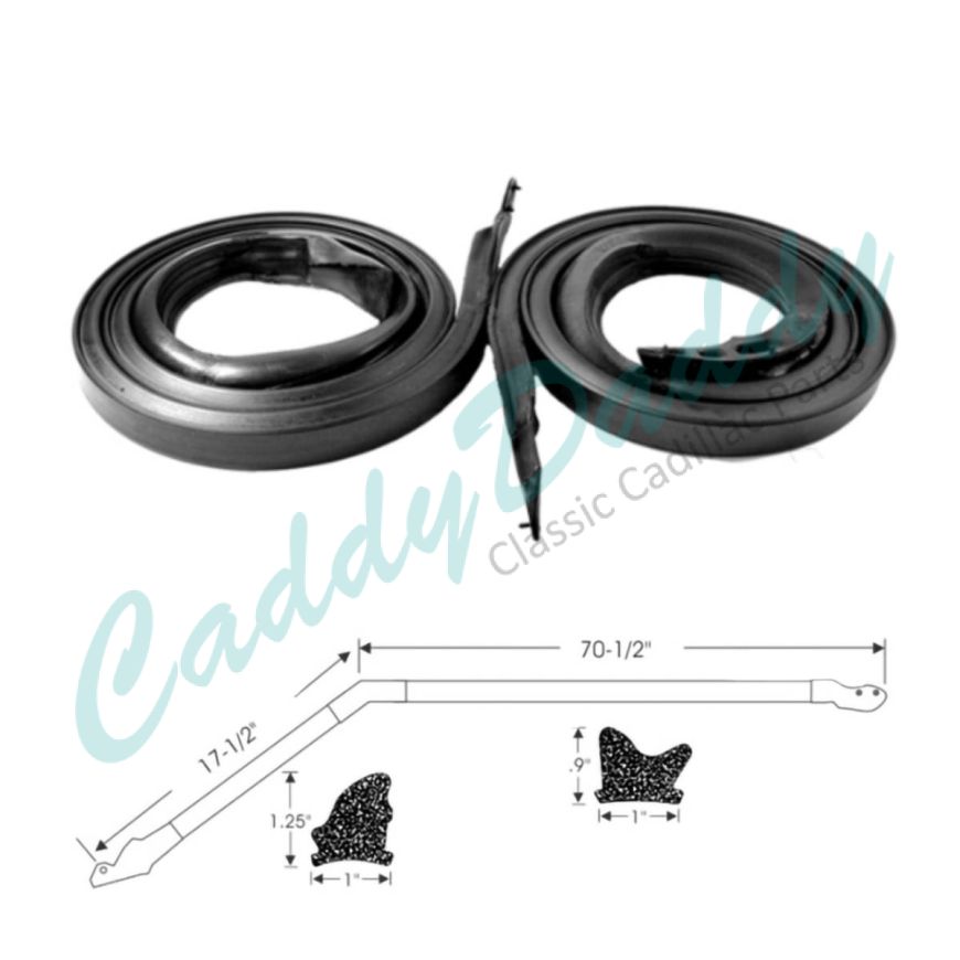 1971 1972 1973 1974 Cadillac Calais And Deville 4-Door Hardtop Roof Rail Weatherstrips 1 Pair REPRODUCTION Free Shipping In The USA