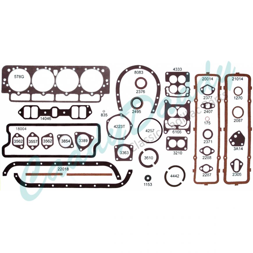 1956 1957 1958 1959 1960 1961 1962 Cadillac (See Details) Complete Engine Gasket Set (64 Pieces) REPRODUCTION Free Shipping In The USA