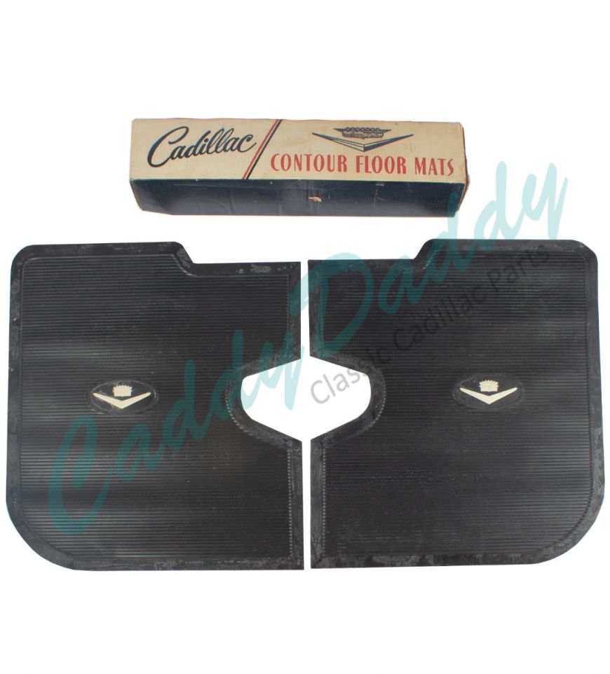 1959 1960 Cadillac Series 62 And Fleetwood Series 60 Special Sedan Black Rubber Rear Floor Mats NOS Free Shipping In The USA