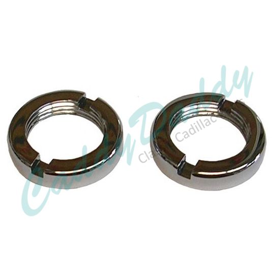1954 1955 1956 Cadillac Wiper Transmission Smaller Chrome Slotted Nuts 1 Pair REPRODUCTION